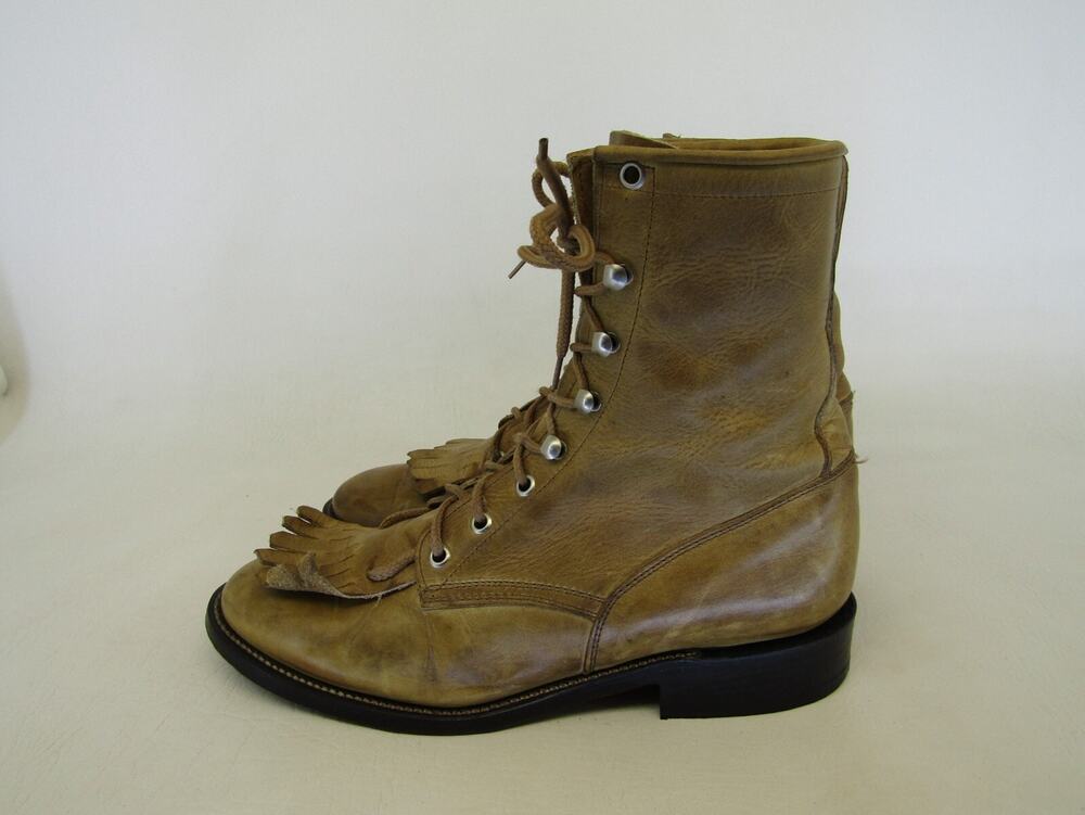 Cowtown Mens Size 8.5 D Brown Leather Laces Ankle Cowboy Western Boots